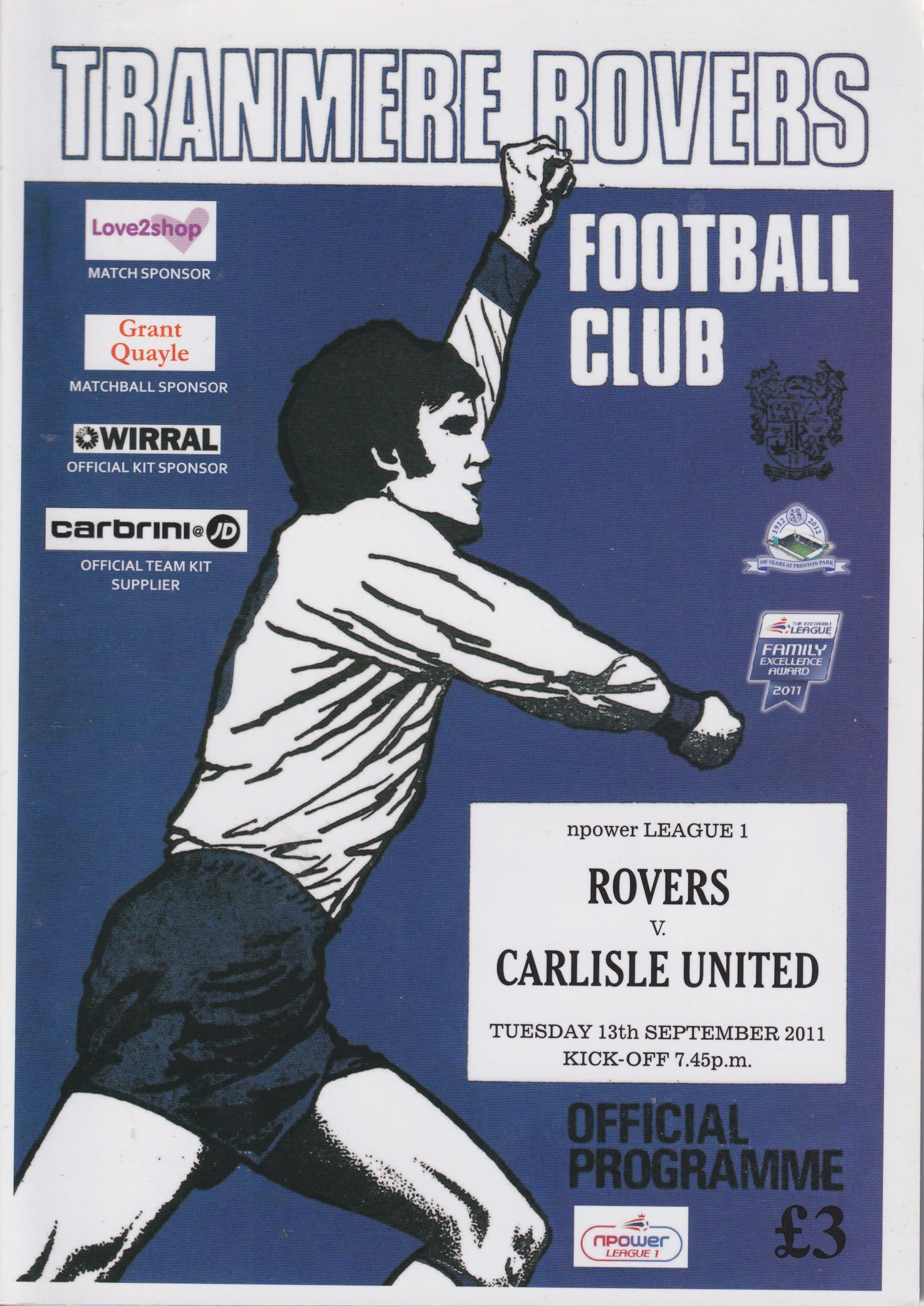 Tranmere Rovers v Carlisle United match programme